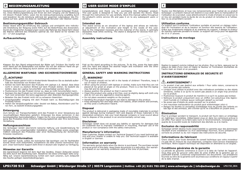 Page n°1 - Manuel utilisateur Schwaiger LPS1720 513