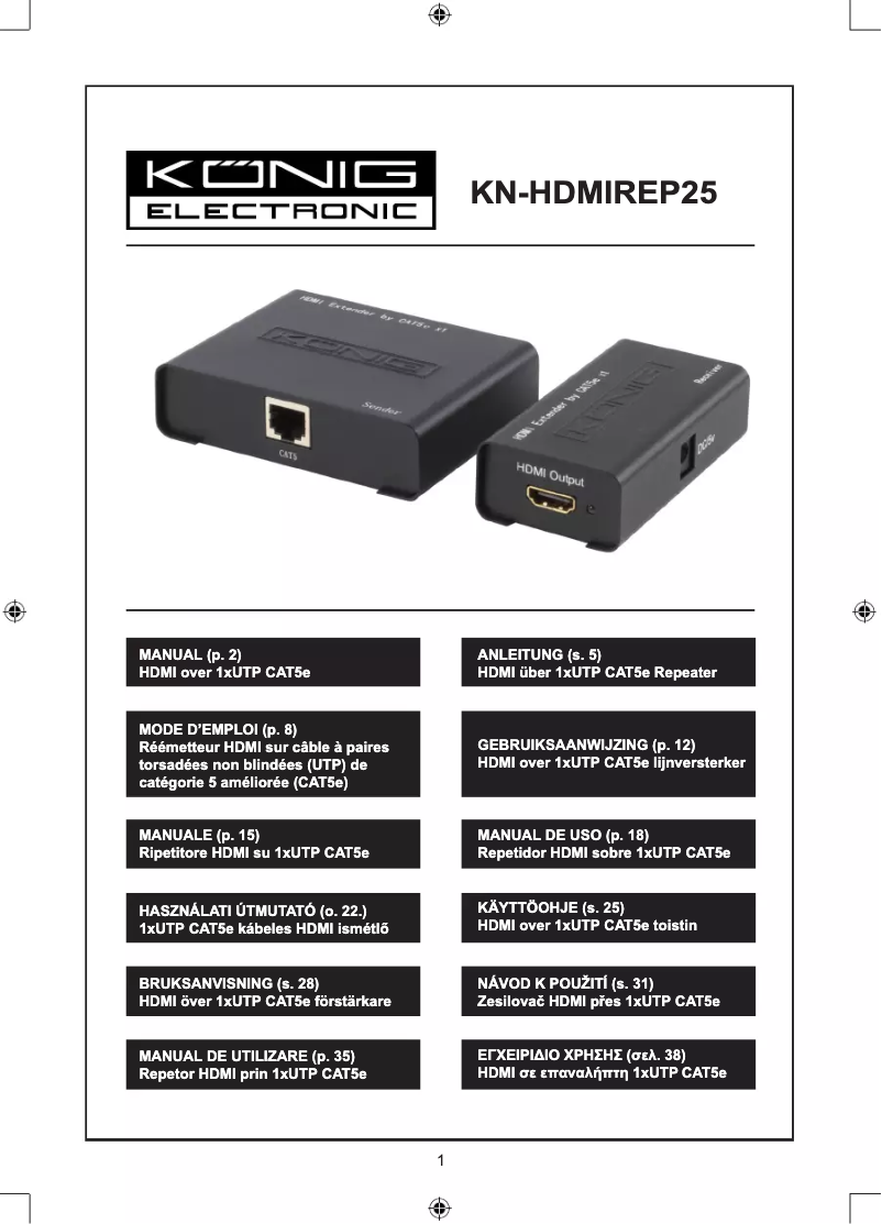Page 1 de la notice Manuel utilisateur Konig KN-HDMIREP25