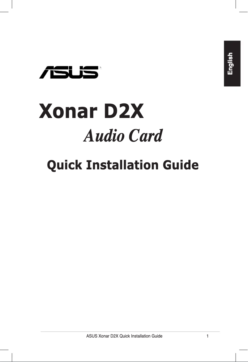 Page 1 de la notice Guide d'installation Asus Xonar D2X