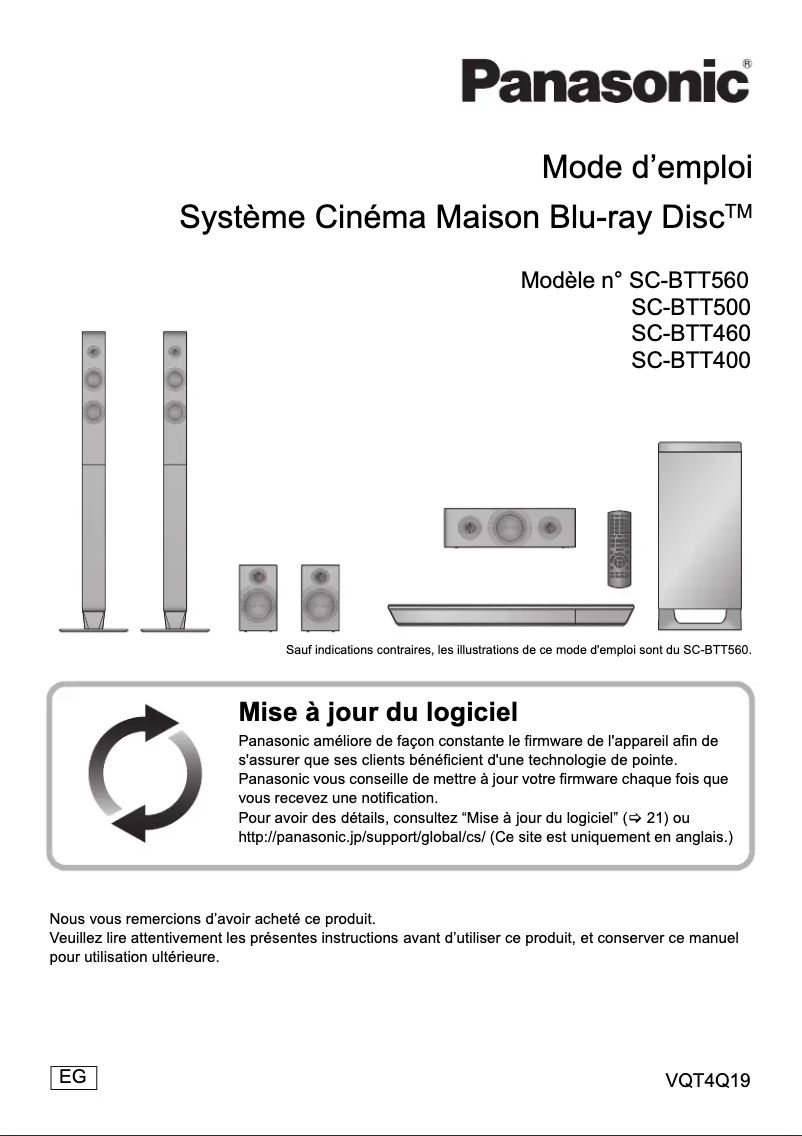 Page 1 de la notice Manuel utilisateur Panasonic SC-BTT460