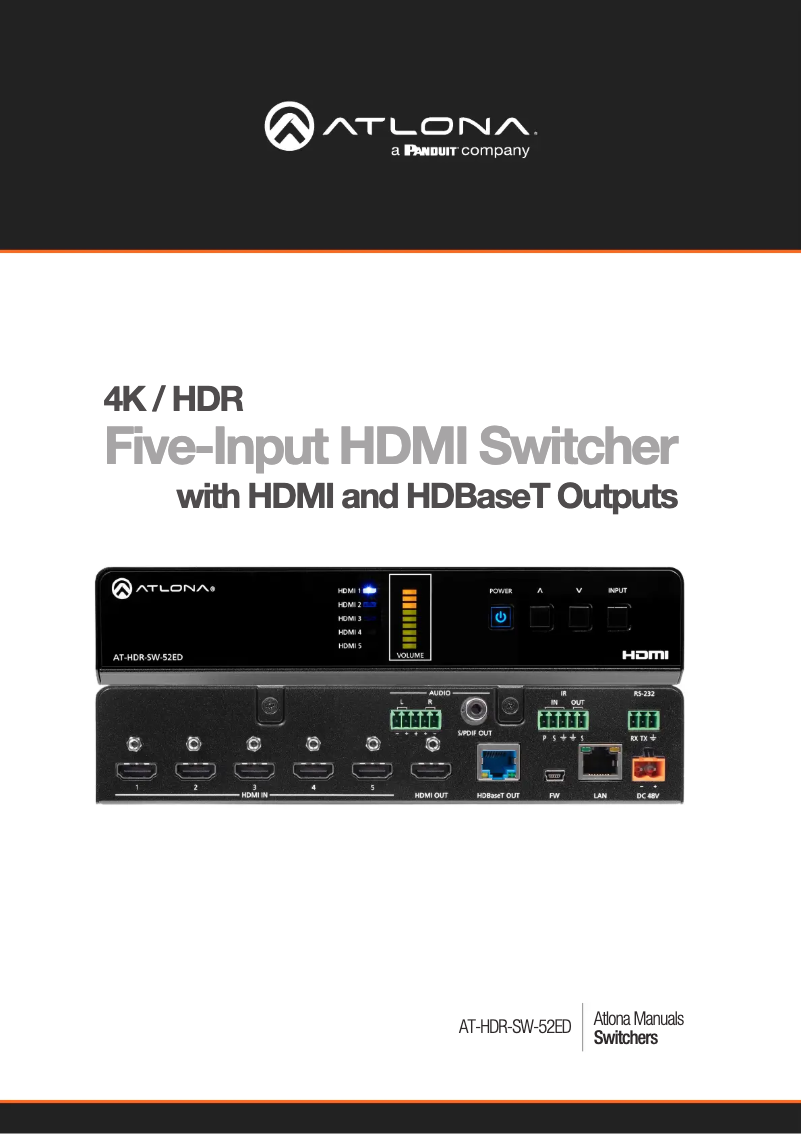 Page 1 de la notice Manuel utilisateur Atlona AT-HDR-SW-52ED