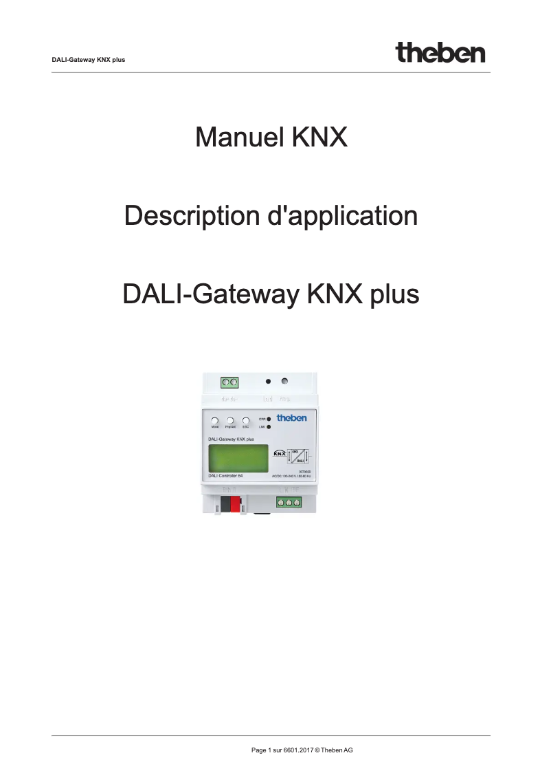 Página 1 del manual Manual de usuario Theben DALI-Gateway KNX plus