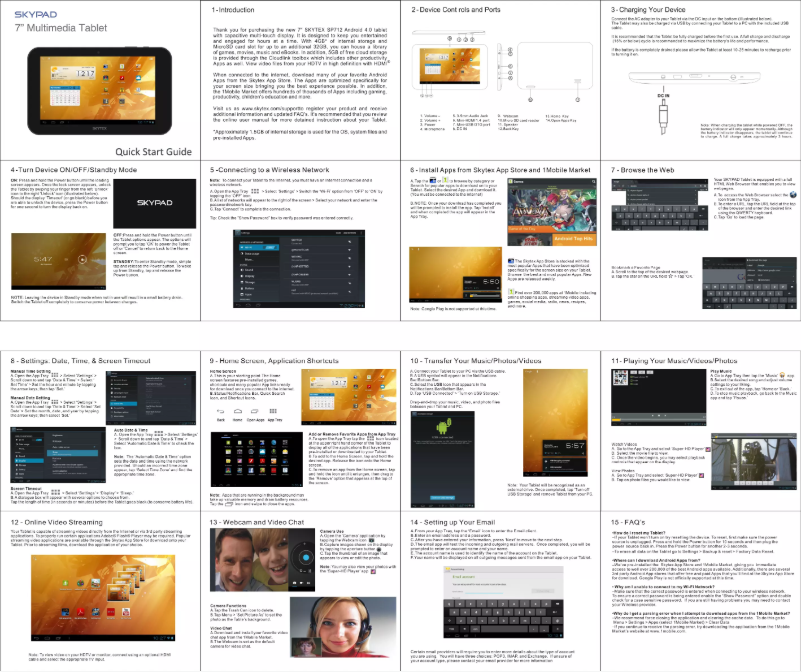 Page n°1 - Manuel utilisateur Skytex Skypad 712