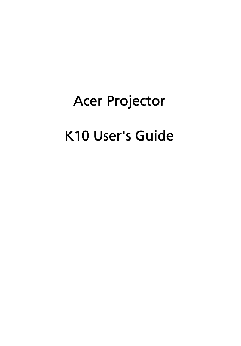 Image de la première page du manuel de l'appareil K10