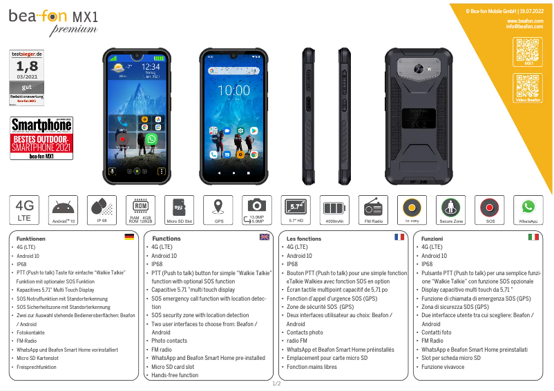 Image de la première page du manuel de l'appareil MX1 premium