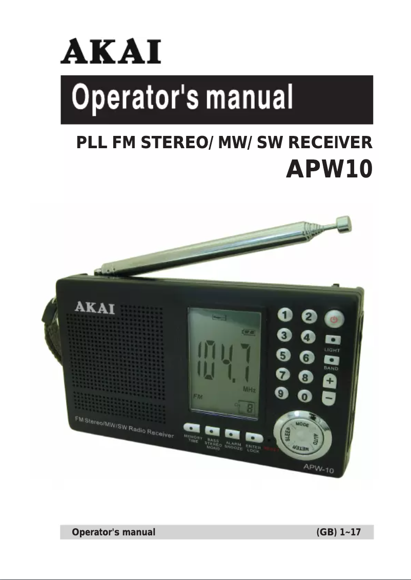 Page n°1 - Manuel utilisateur AKAI APW-10