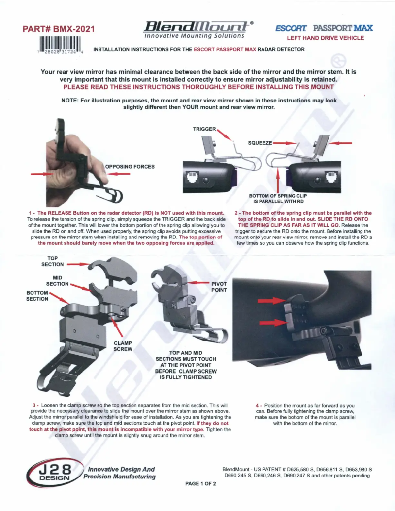 Page 1 de la notice Manuel utilisateur BlendMount BMX-2021