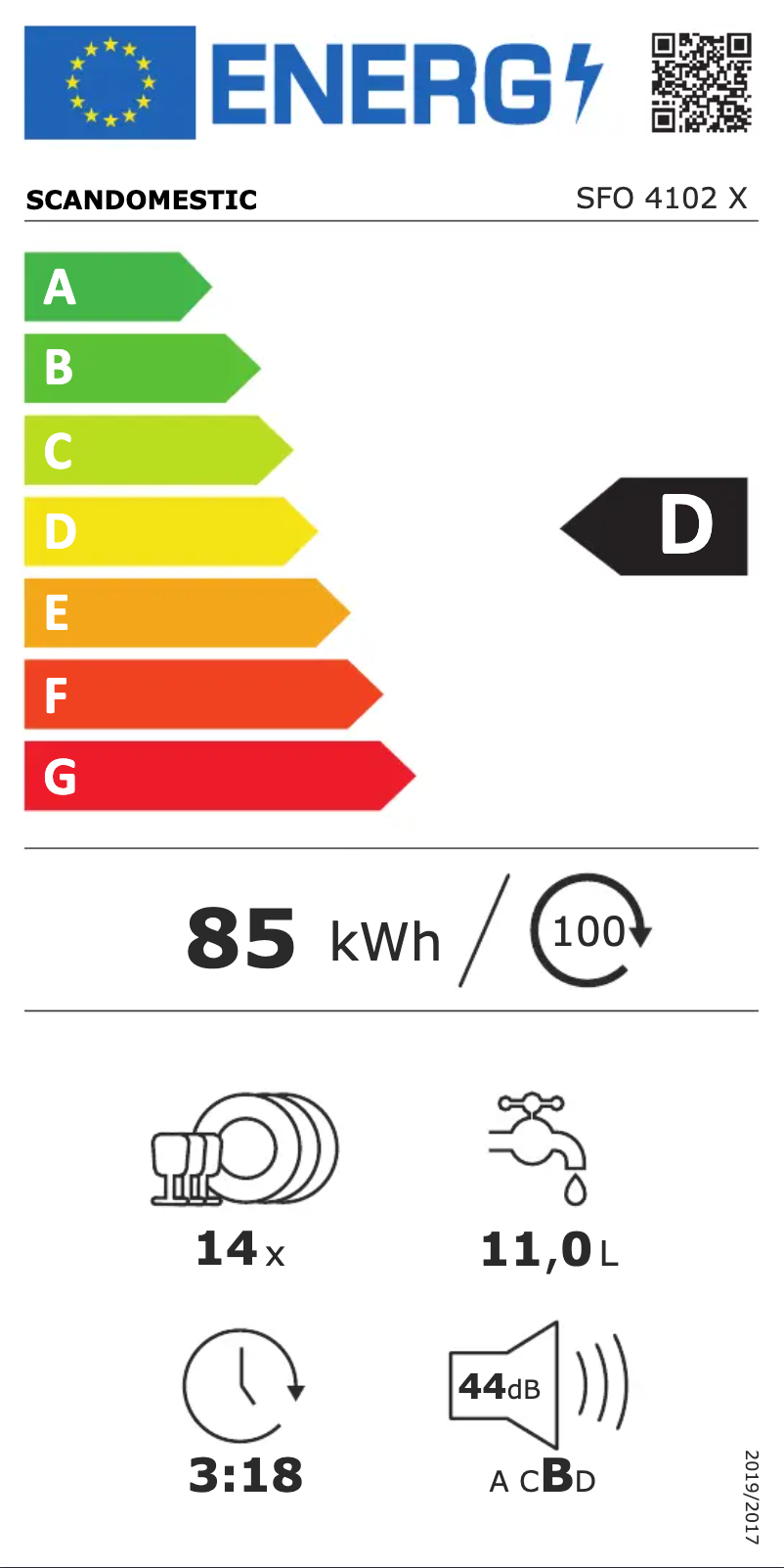 Page n°1 - Label énergétique Scandomestic SFO 4102 X