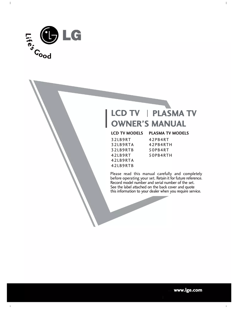 Page 1 de la notice Manuel utilisateur LG 32LB9RTA