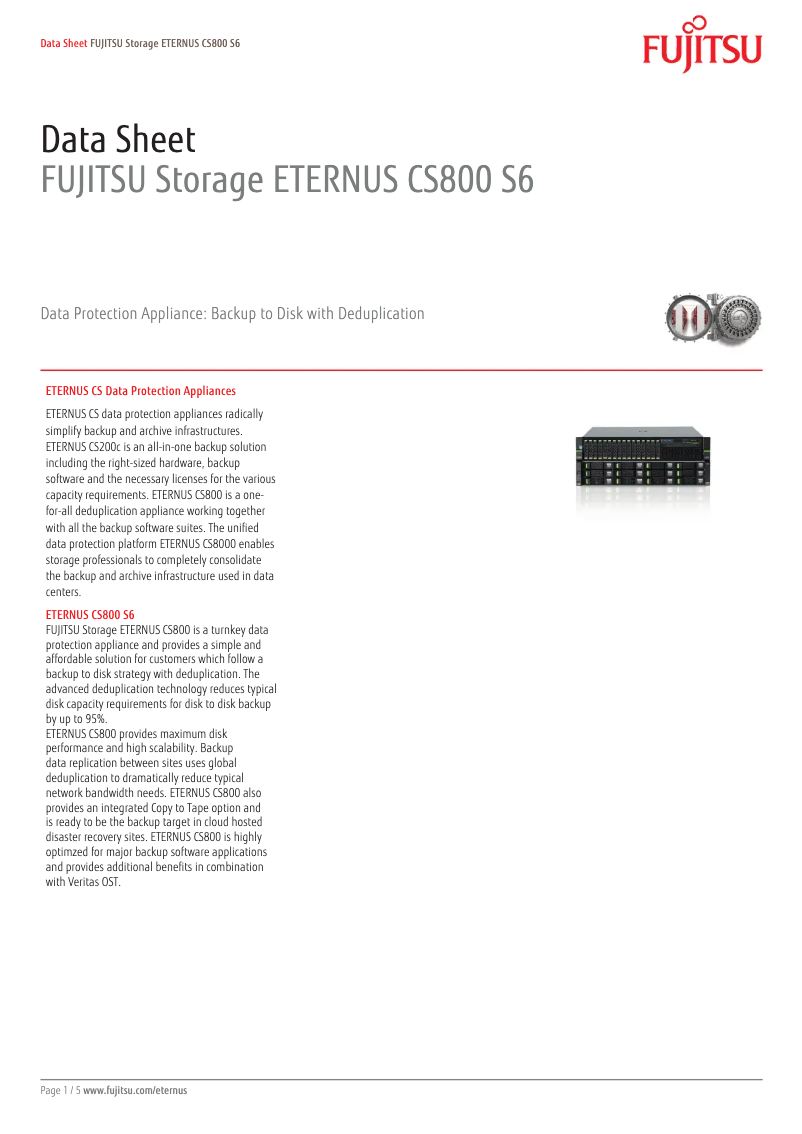 Page 1 de la notice Manuel utilisateur Fujitsu ETERNUS CS800 S6