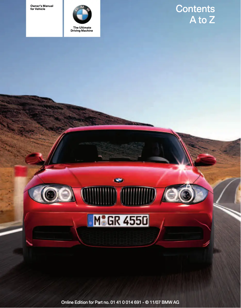 Page 1 de la notice Manuel utilisateur BMW 128i Coupe (2008)