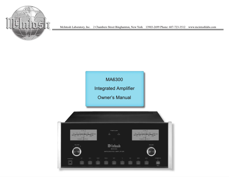 Página 1 del manual Manual de usuario McIntosh MA6300