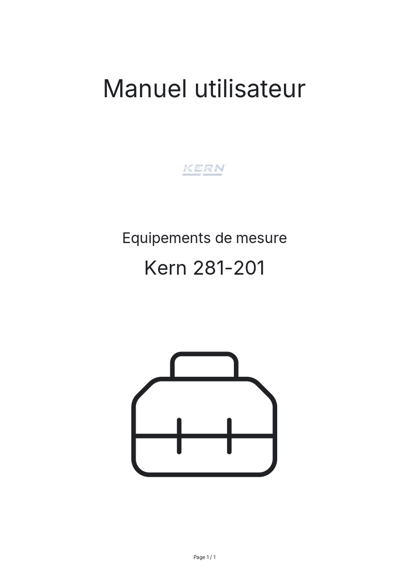 Page n°1 - Manuel utilisateur Kern 281-201