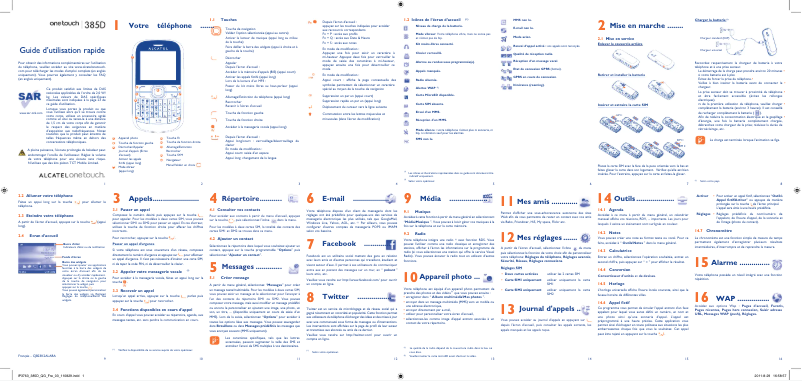 Image de la première page du manuel de l'appareil One Touch 385