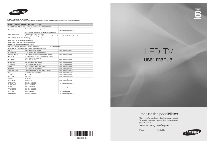 Page 1 de la notice Manuel utilisateur Samsung UE40B6050VW