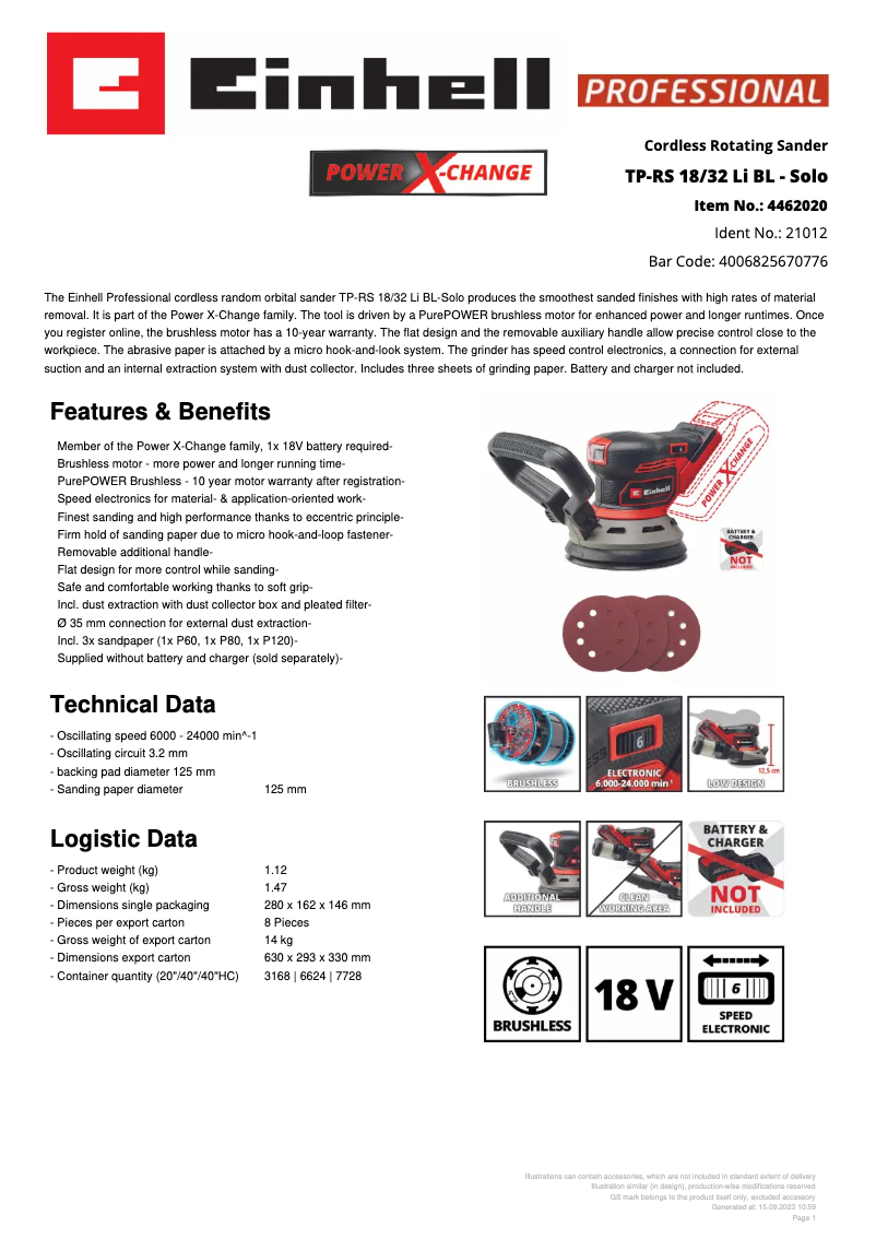 Image de la première page du manuel de l'appareil TP-RS 18/32 Li BL