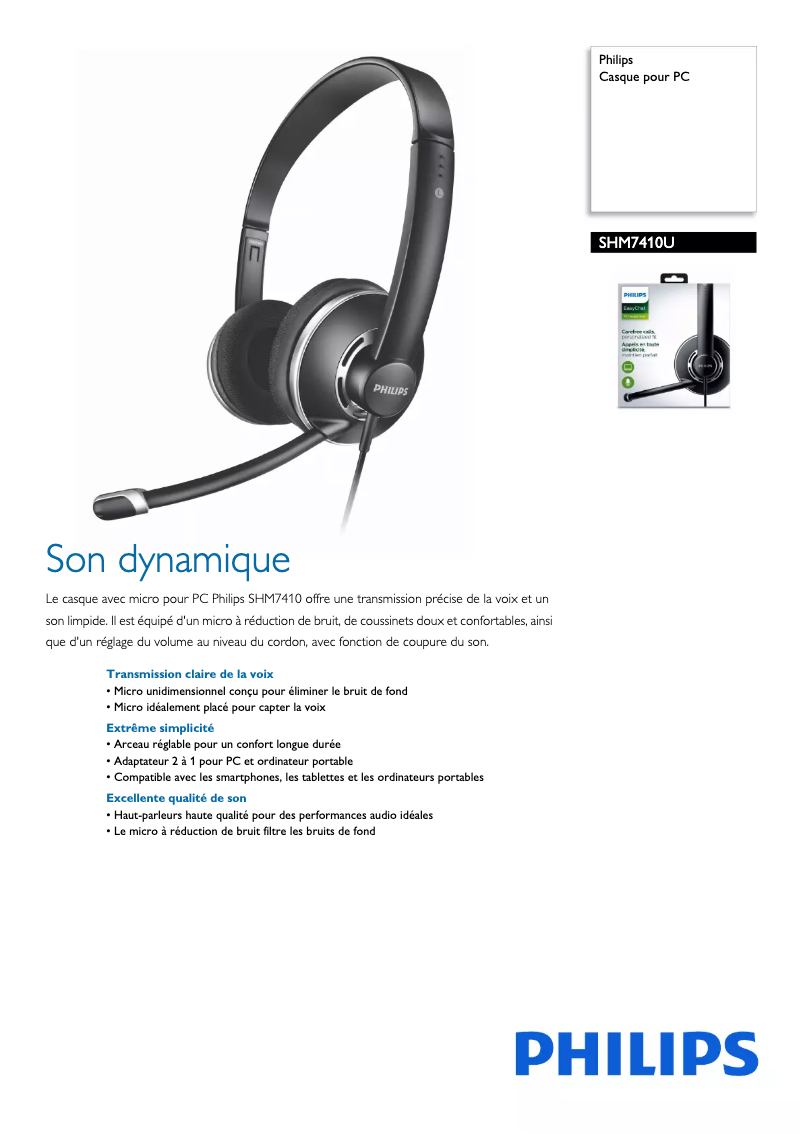 Página 1 del manual Ficha técnica Philips SHM7410U