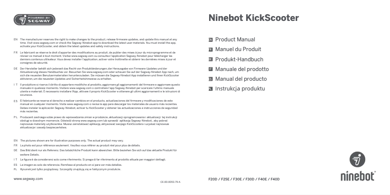 Page 1 de la notice Manuel utilisateur Segway Ninebot KickScooter F40D