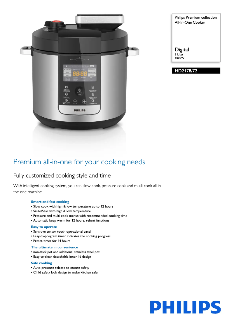 Imagen de la primera página del manual del dispositivo Avance Collection HD2178