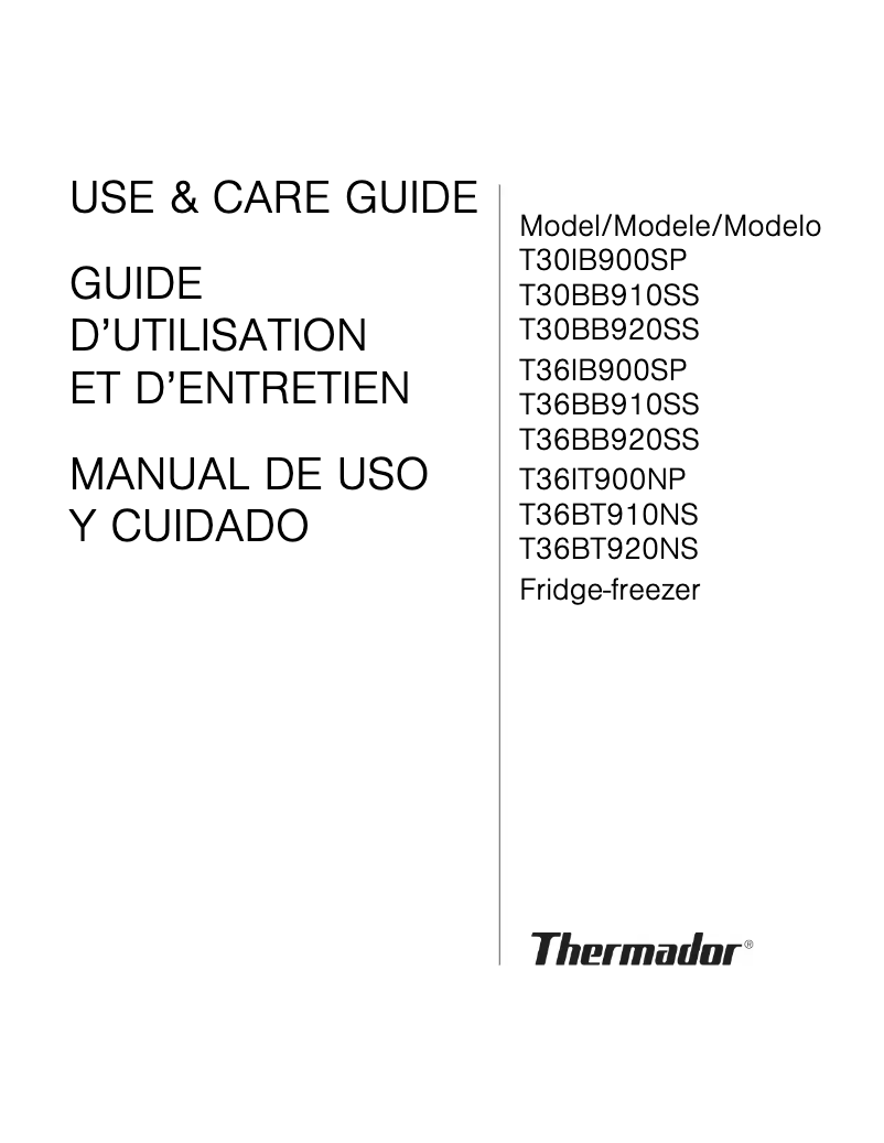 Page n°1 - Manuel utilisateur Thermador T30IB900SP