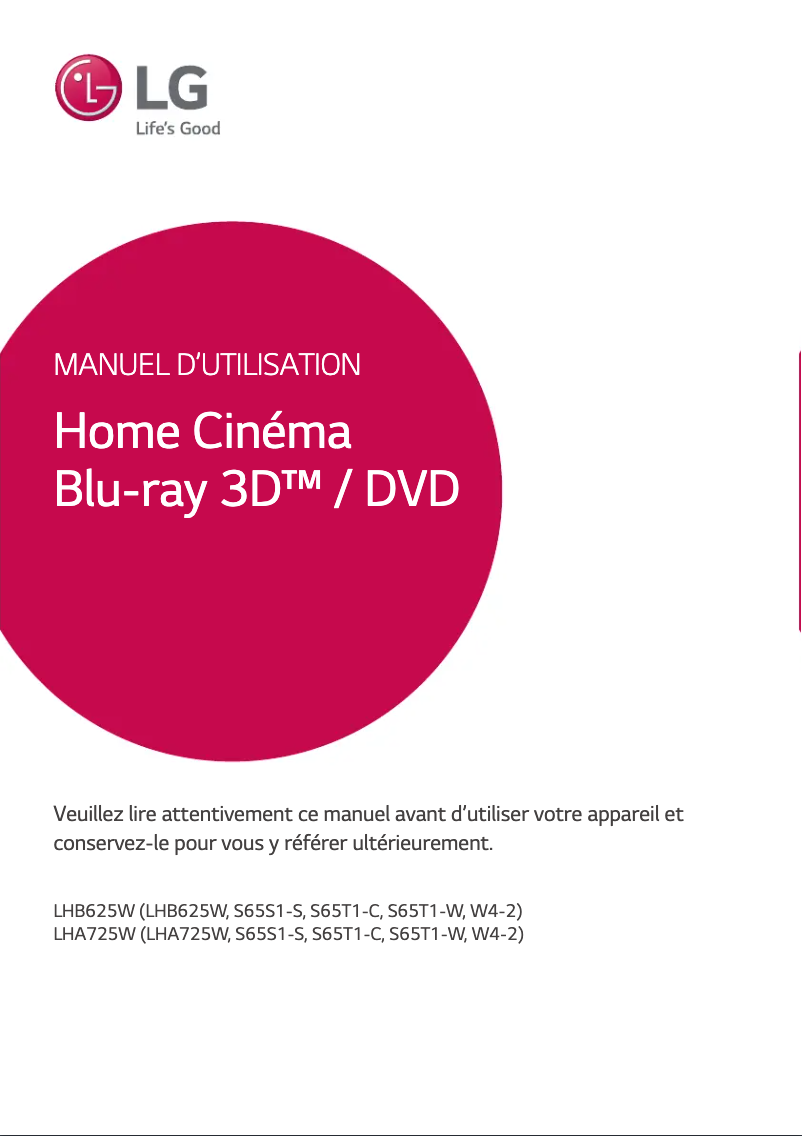 Page 1 de la notice Manuel utilisateur LG LHB625W