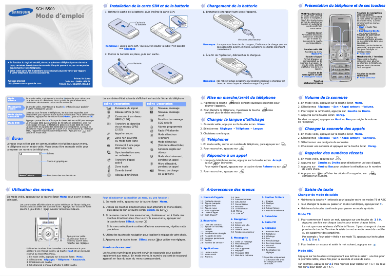 Page n°1 - Manuel utilisateur Samsung SGH-B500