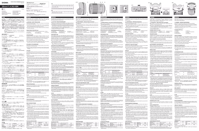 Page 1 de la notice Manuel utilisateur Sigma 28mm F1.4 DG HSM