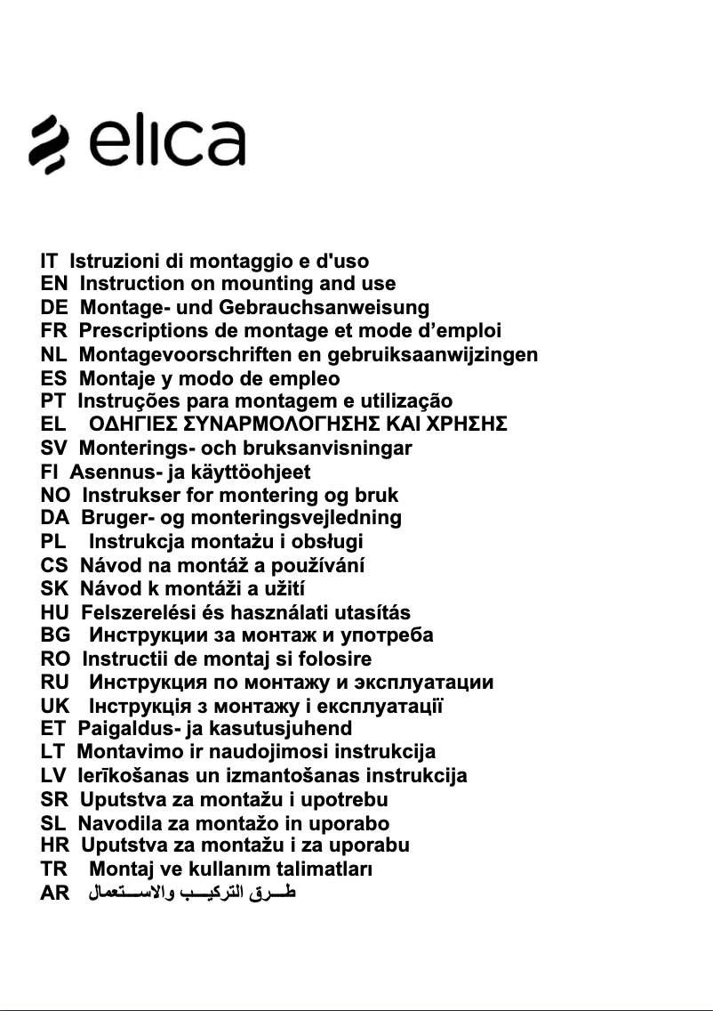 Page n°1 - Manuel utilisateur Elica Claire PRF0110509