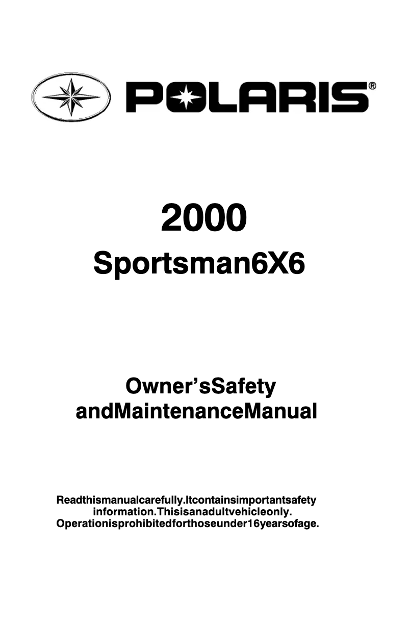 Page 1 de la notice Manuel utilisateur Polaris Sportsman 6x6 (2000)