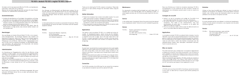 Page n°1 - Manuel utilisateur Beyerdynamic TG V35 s