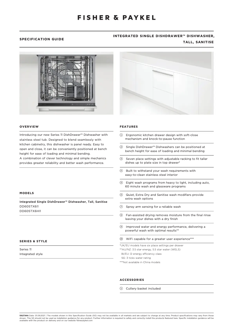 Page n°1 - Fiche technique Fisher & Paykel DD60DTX6I1