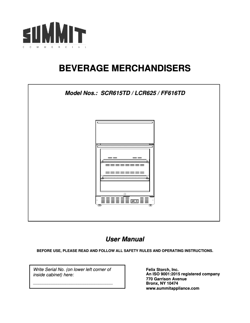 Page 1 de la notice Manuel utilisateur Summit SCR615TD