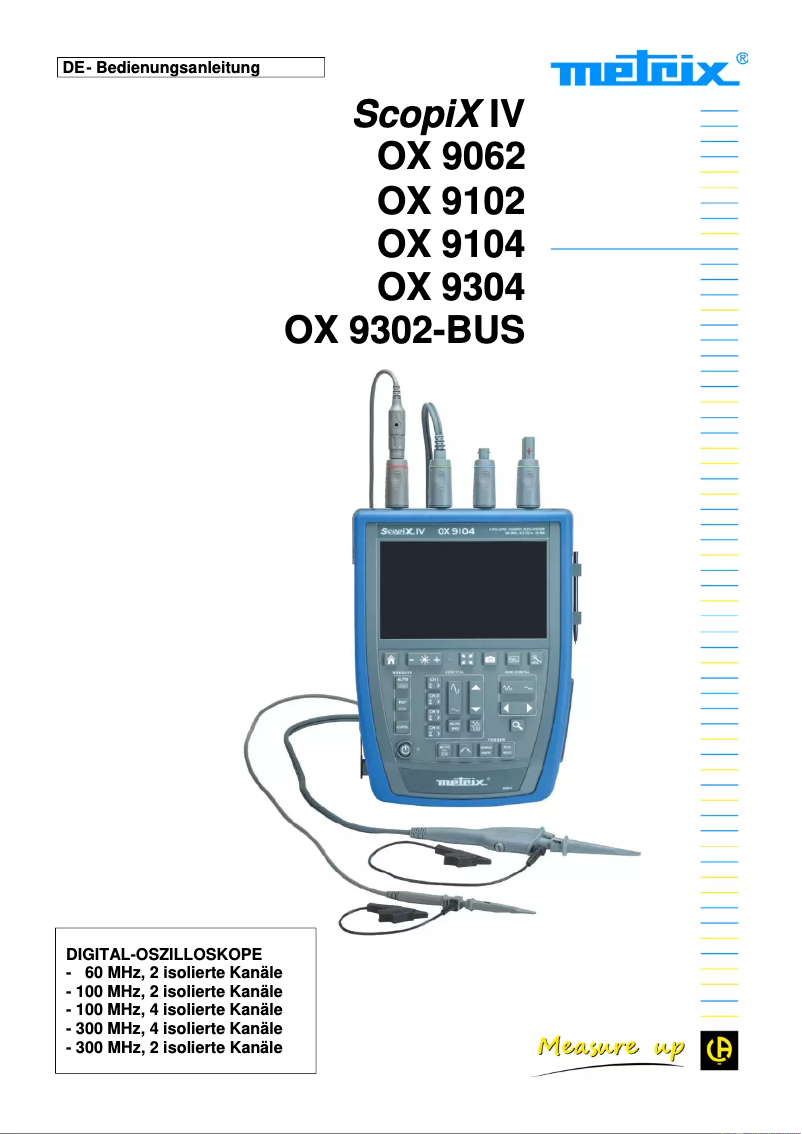 Page 1 de la notice Manuel utilisateur Metrix ScopiX IV OX 9302-BUS