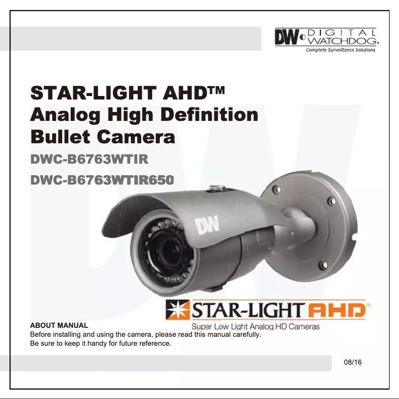 Page 1 de la notice Manuel utilisateur Digital Watchdog Star-Light AHD DWC-B6763WTIR650