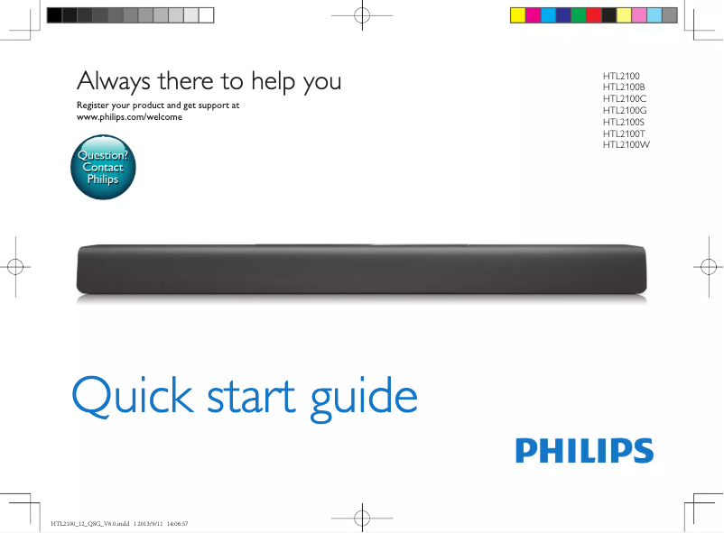 Page n°1 - Guide de démarrage rapide Philips HTL2100