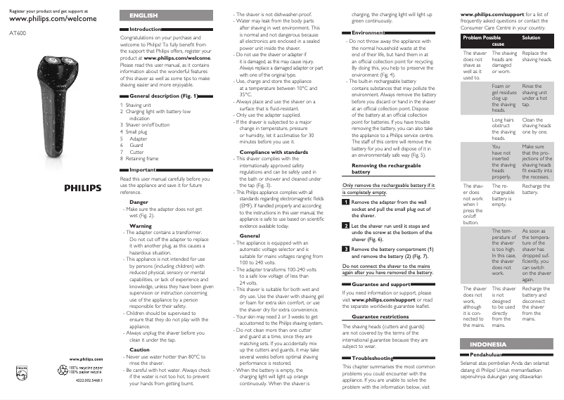 Image de la première page du manuel de l'appareil AquaTouch AT600