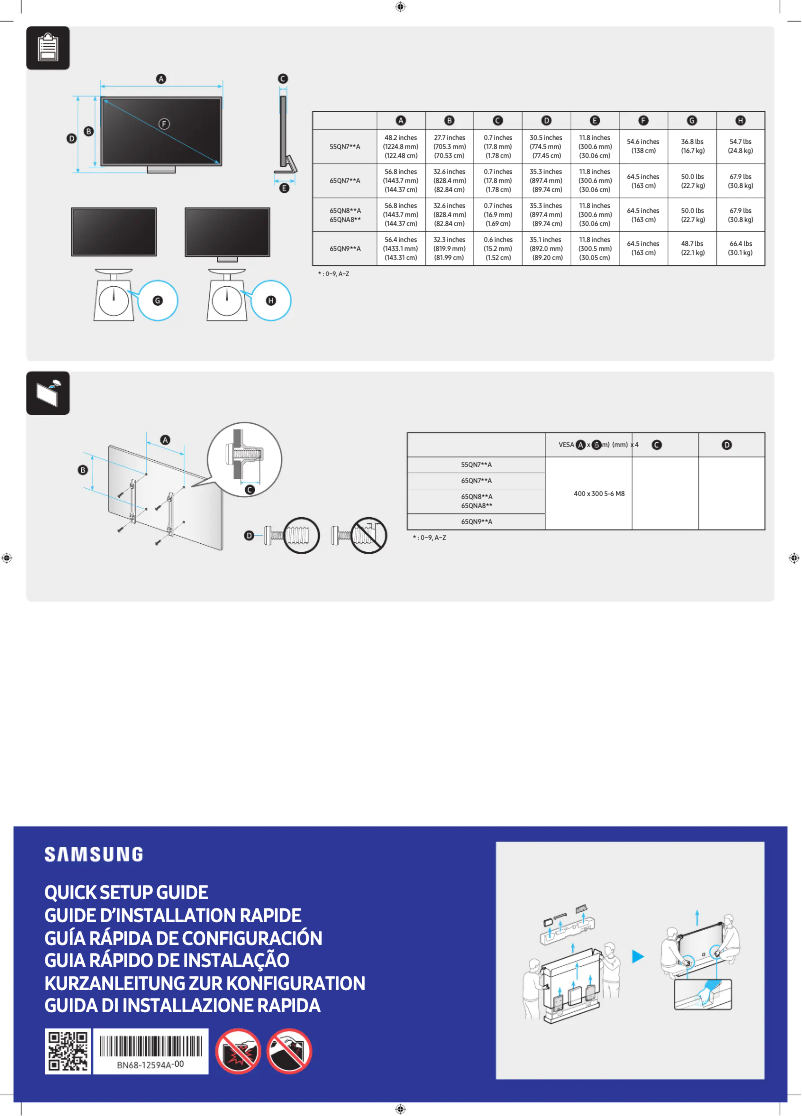 Page 1 de la notice Manuel utilisateur Samsung QA65QN700AK