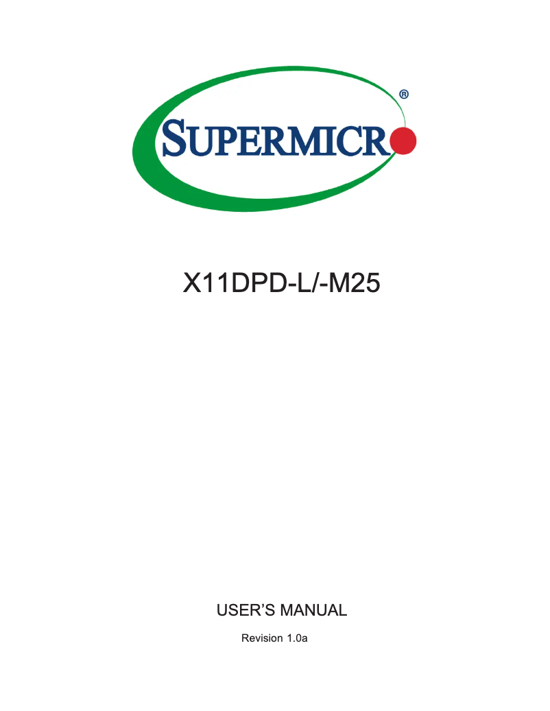 Page 1 de la notice Manuel utilisateur Supermicro X11DPD-M25