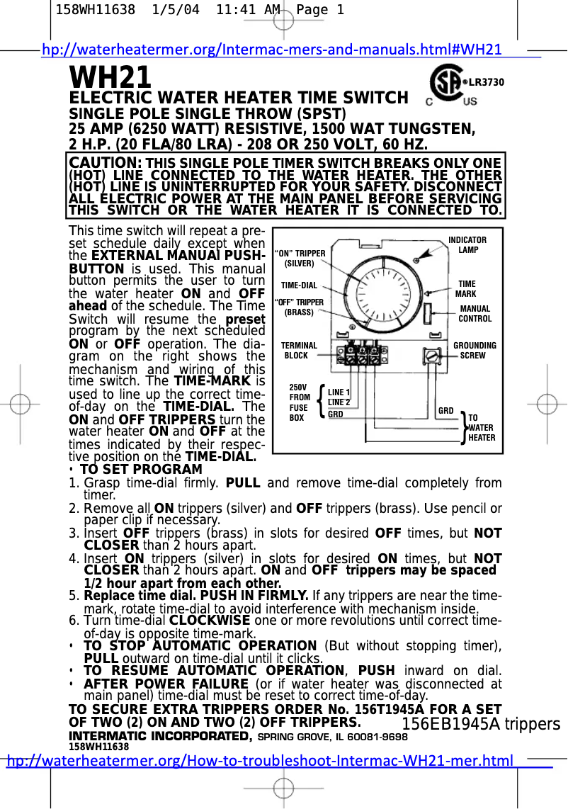 Image de la première page du manuel de l'appareil WH21