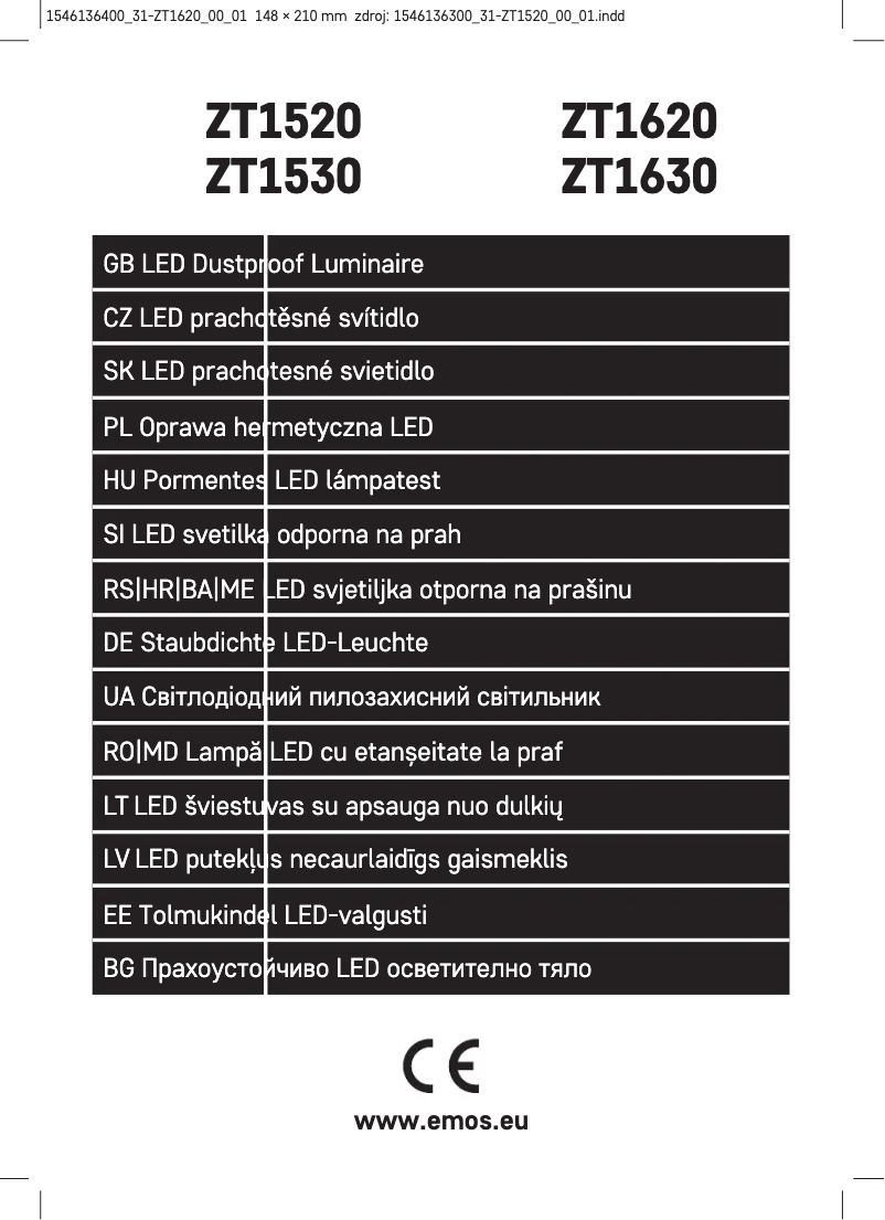 Image de la première page du manuel de l'appareil ZT1620