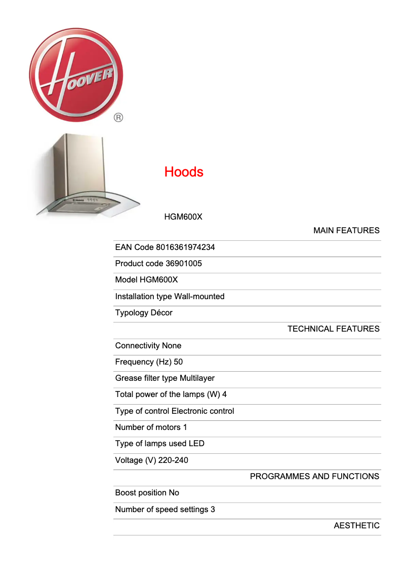 Image de la première page du manuel de l'appareil HGM600X