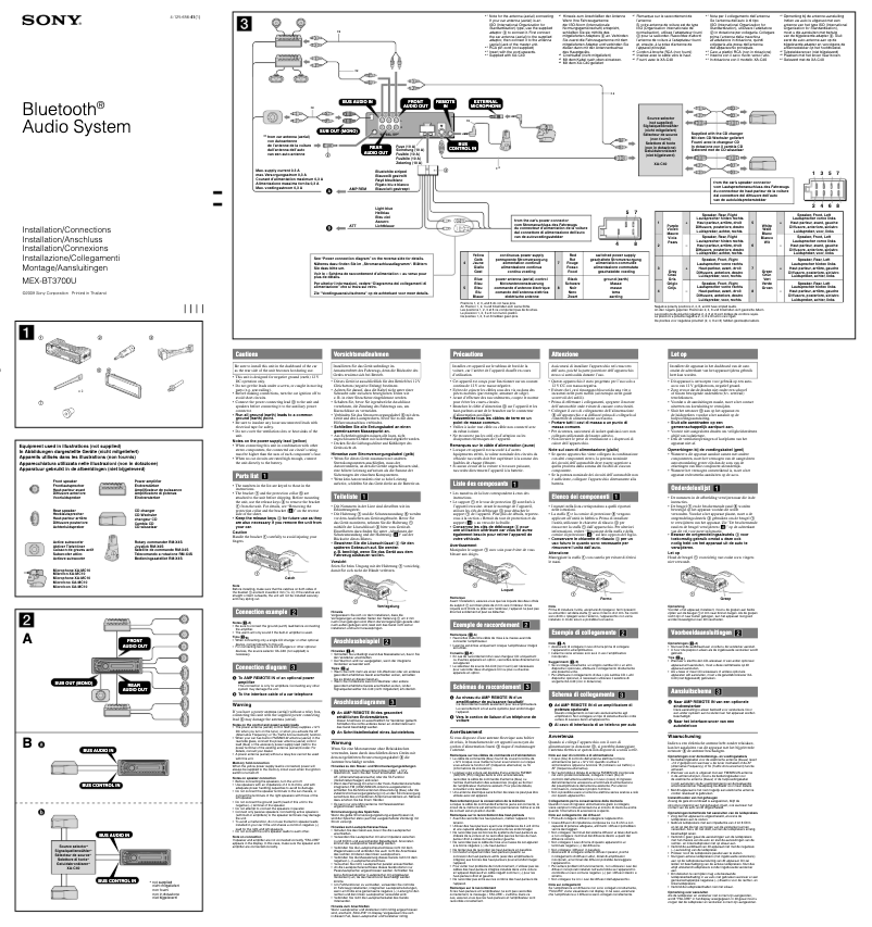 Page 1 de la notice Guide d'installation Sony MEX-BT3700U