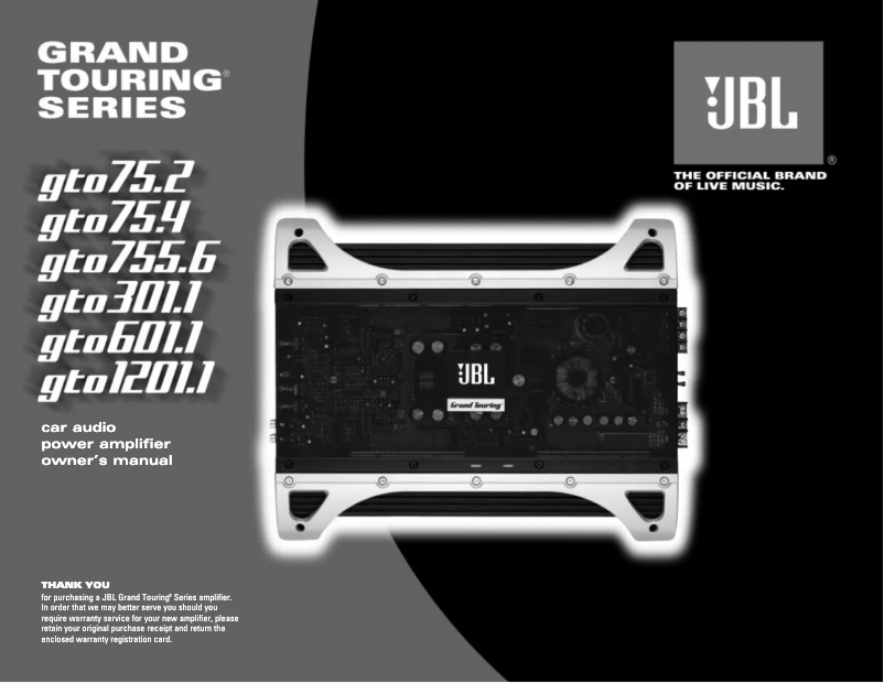 Page n°1 - Manuel utilisateur JBL Grand Touring GTO75.2