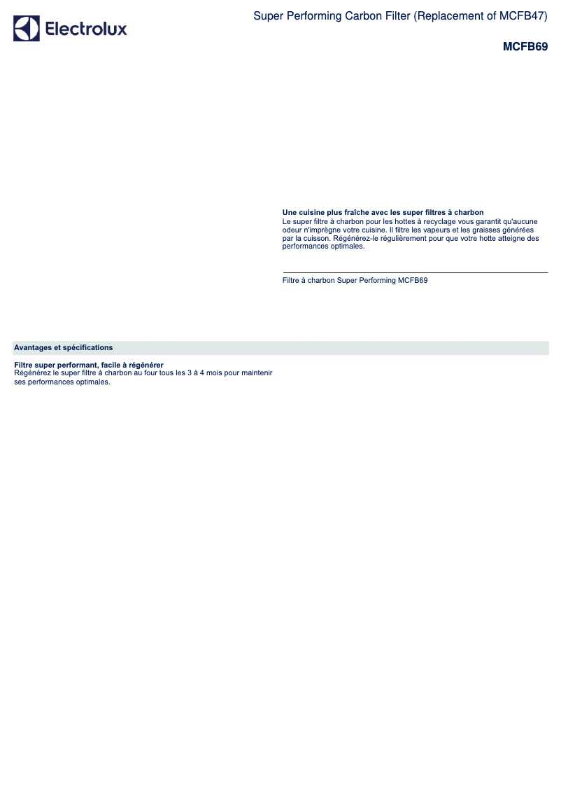 Page 1 de la notice Fiche technique AEG MCFB69