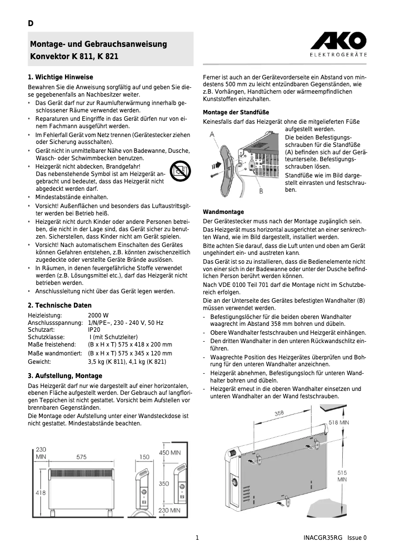 Page 1 de la notice Manuel utilisateur AKO K 821