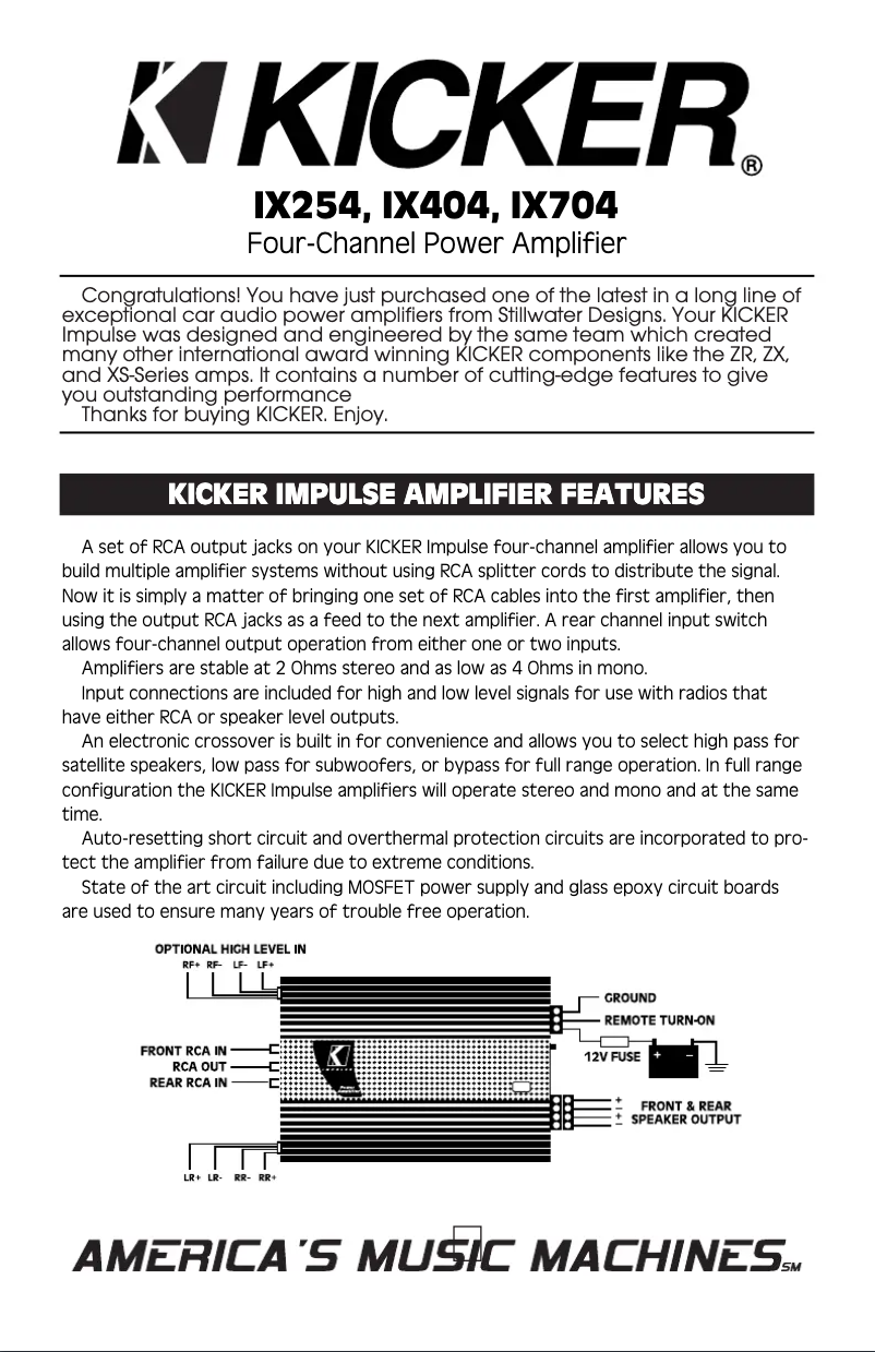 Page 1 de la notice Manuel utilisateur Kicker IX 704 Impulse