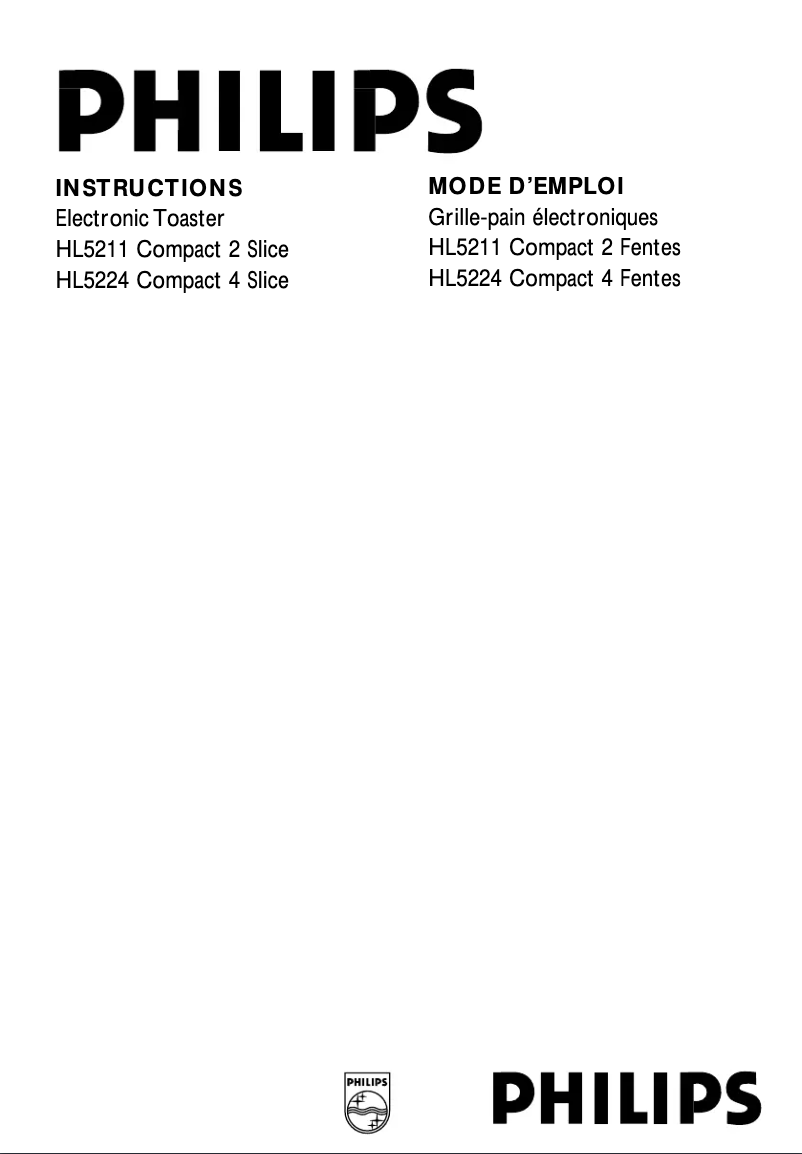 Page 1 de la notice Manuel utilisateur Philips Toaster