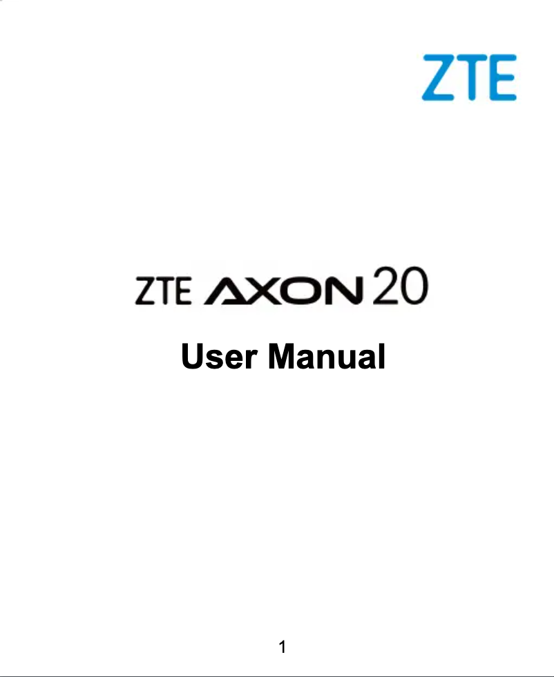 Page 1 de la notice Manuel utilisateur ZTE Axon 20