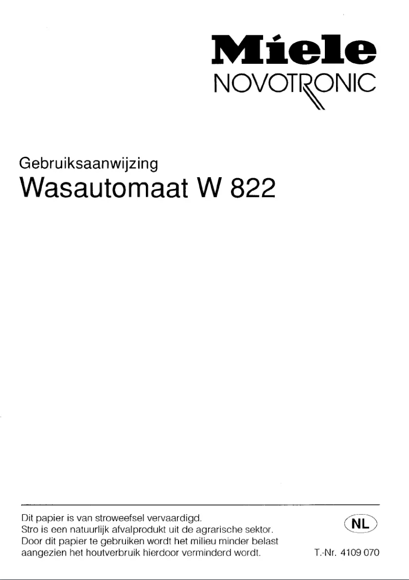 Page 1 de la notice Manuel utilisateur Miele Novotronic W 822