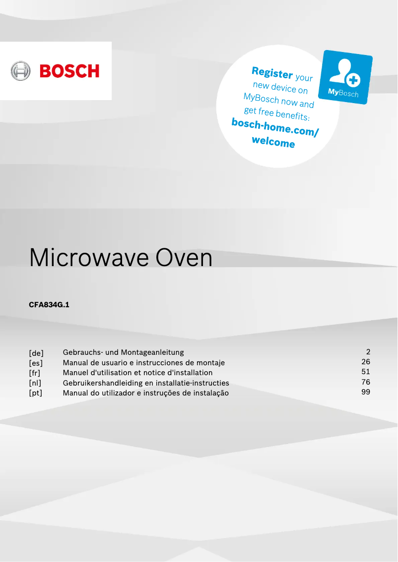 Page n°1 - Guide d'installation Bosch CFA834GC1